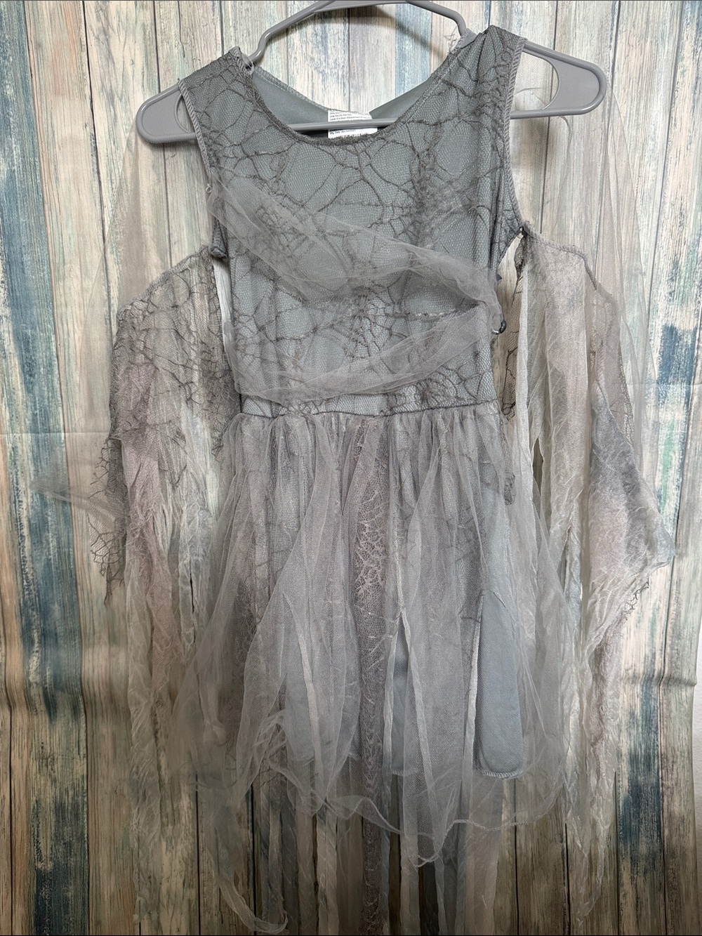 Girls Enchanted Ghost Gray Hooded Dress Costume (Sz: Medium 8-10)